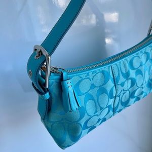 Turquoise Blue COACH Signature Canvas Mini Bag 🦋